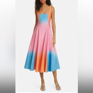 STAUD Wells Dress Cotton Midi Dress Size 8